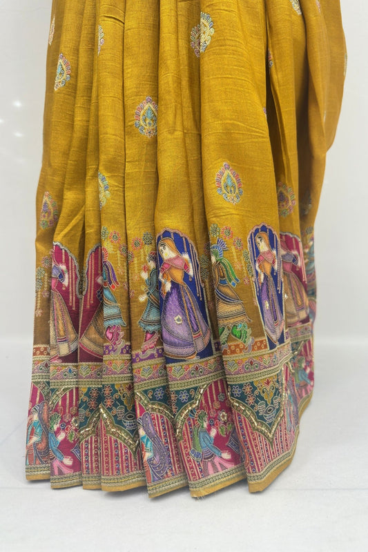 Mustard Yellow Patola Saree with Traditional Wedding Motif - Mangaldeep NX