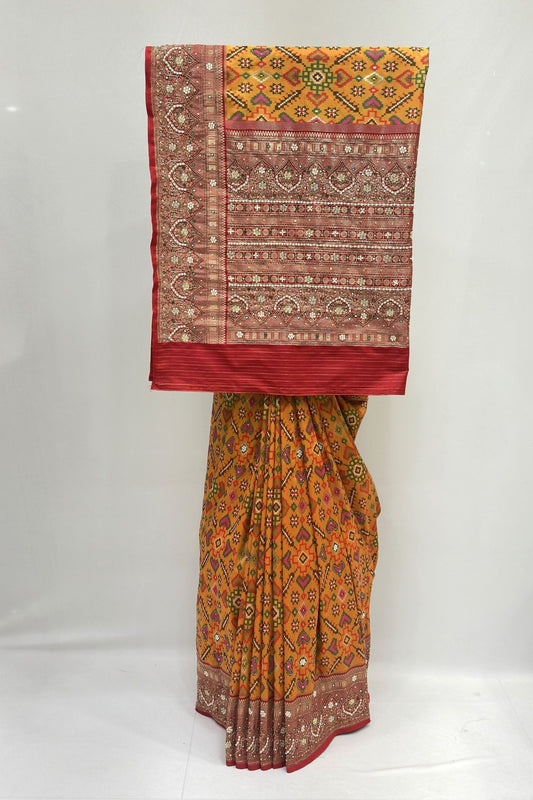 Mustard Yellow Patola Silk Saree - Mangaldeep NX
