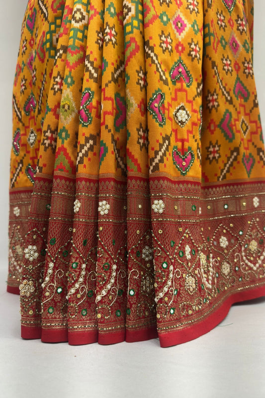 Mustard Yellow Patola Silk Saree - Mangaldeep NX