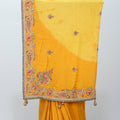 Mustard Yellow Silk Saree with Intricate Embroidery and Heavy Zari Border - Mangaldeep NX