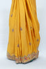 Mustard Yellow Silk Saree with Intricate Embroidery and Heavy Zari Border - Mangaldeep NX