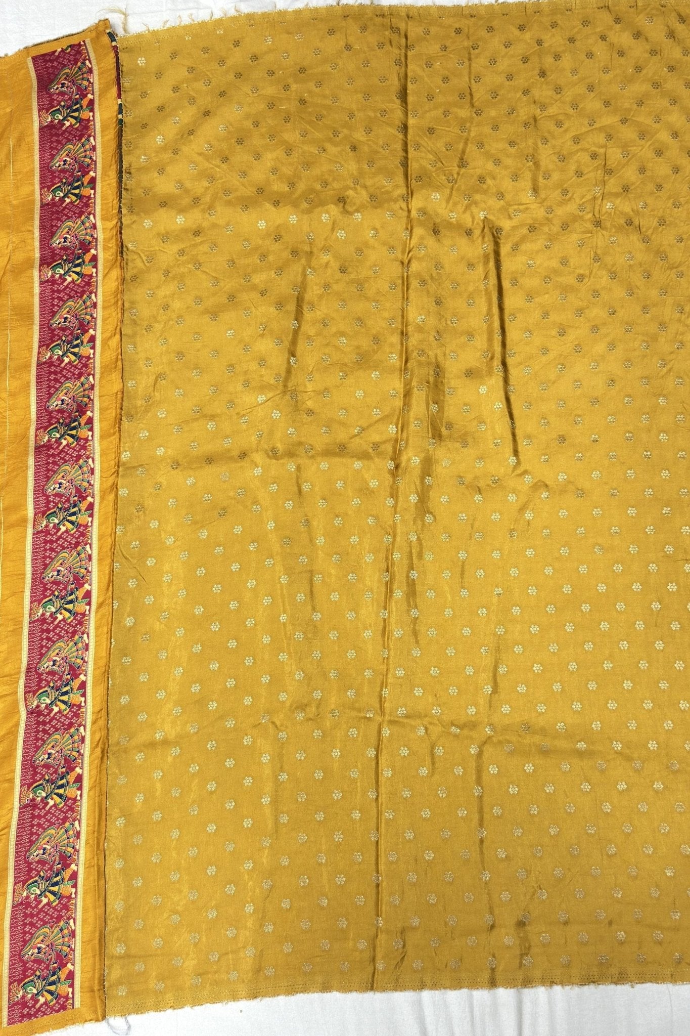 Mustard Yellow Silk Saree with Traditional Madhubani Print - Mangaldeep NX