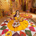 Mustard Yellow Traditional Garba Lehenga Choli Set with Multicolor Mirror Work for Navratri - Mangaldeep NX