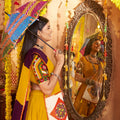 Mustard Yellow Traditional Garba Lehenga Choli Set with Multicolor Mirror Work for Navratri - Mangaldeep NX