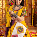 Mustard Yellow Traditional Garba Lehenga Choli Set with Multicolor Mirror Work for Navratri - Mangaldeep NX