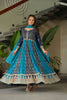 Navy Blue and Teal Embroidered Anarkali Suit with Dupatta For Festival - Mangaldeep NX
