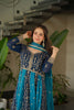 Navy Blue and Teal Embroidered Anarkali Suit with Dupatta For Festival - Mangaldeep NX