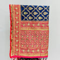 Navy Blue Banarasi Silk Saree with Red Embroidered Pallu - Mangaldeep NX