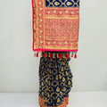 Navy Blue Banarasi Silk Saree with Red Embroidered Pallu - Mangaldeep NX