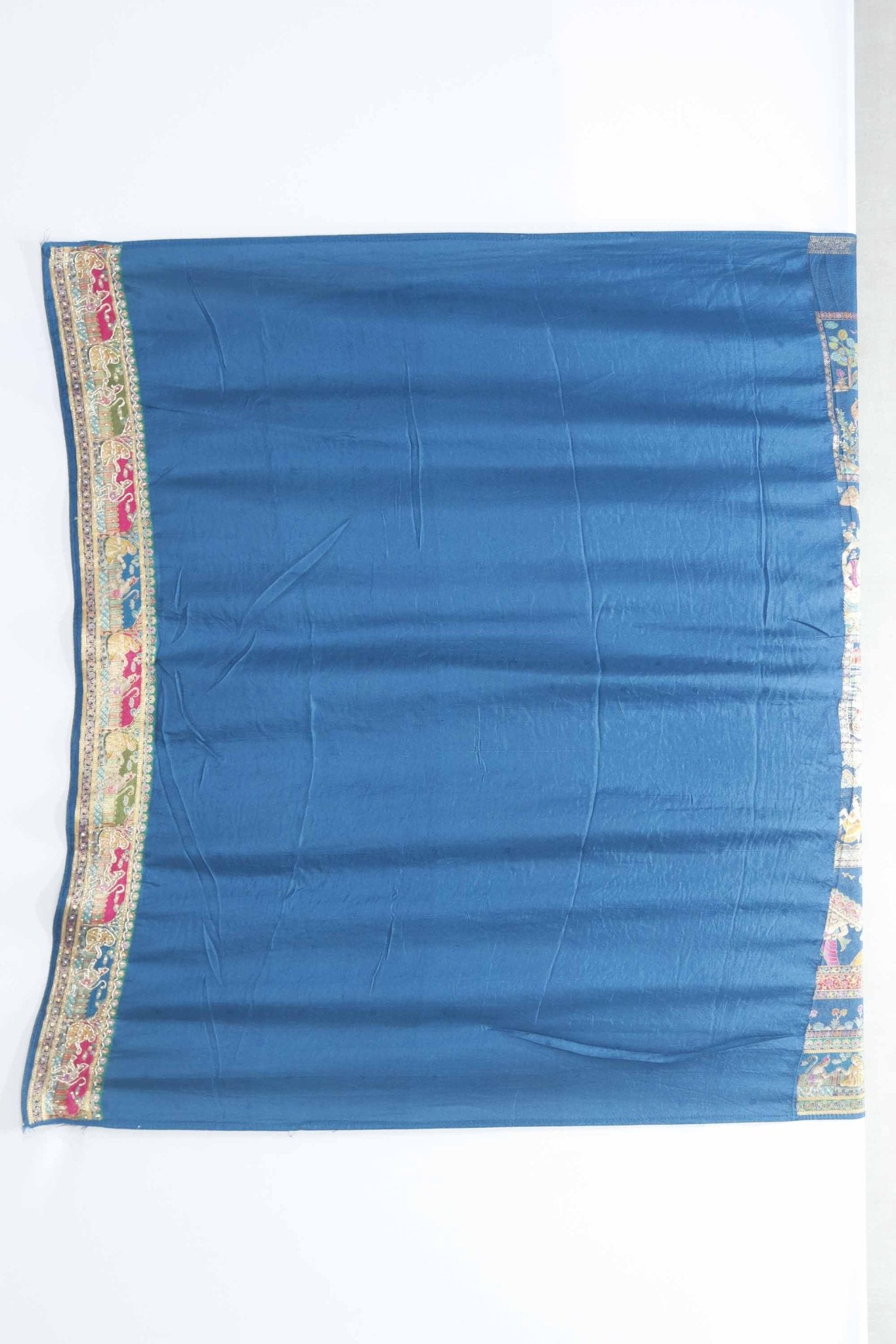 Navy Blue Bandhani Saree with Multicolor Pichwai Print Pallu - Mangaldeep NX