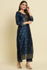 Navy Blue Cotton Silk Jacquard Salwar Suit with Zari Woven Dupatta - Mangaldeep NX