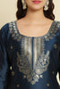 Navy Blue Cotton Silk Jacquard Salwar Suit with Zari Woven Dupatta - Mangaldeep NX