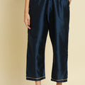 Navy Blue Cotton Silk Jacquard Salwar Suit with Zari Woven Dupatta - Mangaldeep NX