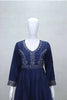 Navy Blue Embroidered Anarkali Suit Set with Palazzo Pants and Dupatta - Mangaldeep NX