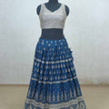 Navy Blue Embroidered Georgette Lehenga Choli with Dupatta - Mangaldeep NX