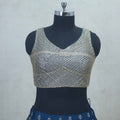 Navy Blue Embroidered Georgette Lehenga Choli with Dupatta - Mangaldeep NX