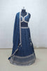 Navy Blue Embroidered Lehenga Choli with Scalloped Mirror Work Blouse and Sequined Zari Border Dupatta - Mangaldeep NX