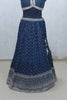 Navy Blue Embroidered Lehenga Choli with Scalloped Mirror Work Blouse and Sequined Zari Border Dupatta - Mangaldeep NX