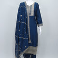 Navy Blue Embroidered Salwar Suit Set for Women Traditional Kurta with Dupatta - Mangaldeep NX