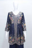 Navy Blue Floral Mirror Work Sharara Suit Set with Embroidered Kurta and Dupatta - Mangaldeep NX