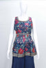 Navy Blue Floral Sleeveless Peplum Kurta Set with Palazzo and Dupatta for Women - Mangaldeep NX