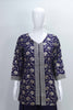 Navy Blue Foil Printed Kurta Palazzo Set with Zari Embroidery and Matching Dupatta - Mangaldeep NX