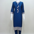 Navy Blue Mirror Work Kurta Set with Embroidered Dupatta - Mangaldeep NX