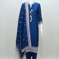 Navy Blue Mirror Work Kurta Set with Embroidered Dupatta - Mangaldeep NX