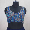 Navy Blue Mirror Work Lehenga Choli with Printed Jacket - Mangaldeep NX
