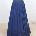 Navy Blue Mirror Work Lehenga Choli with Printed Jacket - Mangaldeep NX