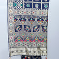 Navy Blue Patola Saree with Multicolor Traditional Weaving & Zari Border – Gujarati Silk Saree for Festive & Wedding Wear - Mangaldeep NX