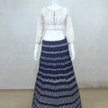 Navy Blue Printed Lehenga Choli with Orange Dupatta - Mangaldeep NX