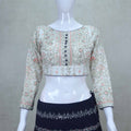 Navy Blue Printed Lehenga Choli with Orange Dupatta - Mangaldeep NX