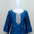 Navy Blue Sharara Suit Set with Heavy Silver Embroidery Dupatta - Mangaldeep NX