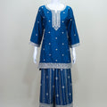 Navy Blue Sharara Suit Set with Heavy Silver Embroidery Dupatta - Mangaldeep NX