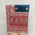 Navy Blue Silk Saree with Red Zari Border - Mangaldeep NX