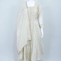 Off White Anarkali Sharara Set for Women Embroidered Ethnic Suit with Dupatta Festive Wedding Wear - Mangaldeep NX