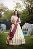 Off - White Floral Embroidered Lehenga Choli Set with Contrast Purple Dupatta - Mangaldeep NX