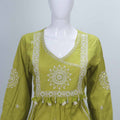 Olive Green Embroidered Cotton Straight Suit Set with Dupatta - Mangaldeep NX