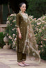 Olive Green Embroidered Straight Cut Salwar Suit with Floral Dupatta - Mangaldeep NX