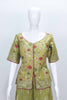 Olive Green Floral Embroidered Kurta Set with Zari Work Dupatta and Palazzo Pant - Mangaldeep NX