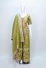 Olive Green Floral Embroidered Kurta Set with Zari Work Dupatta and Palazzo Pant - Mangaldeep NX