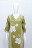 Olive Green Floral Printed Cotton Suit Set with Dupatta - Mangaldeep NX