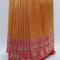 Orange Banarasi Silk Saree with Pink Zari Pallu - Mangaldeep NX
