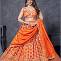 Orange Silk Bridal Lehenga Choli with Zari and Sequin Embroidery - Mangaldeep NX