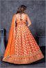 Orange Silk Bridal Lehenga Choli with Zari and Sequin Embroidery - Mangaldeep NX
