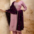 Outstanding Lavender Embroidered Silk Blend Readymade Salwar Kameez - Mangaldeep NX