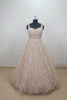 Pale Peach Net Evening Gown with Sequin Embroidery - Mangaldeep NX