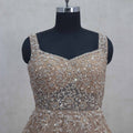 Pale Peach Net Evening Gown with Sequin Embroidery - Mangaldeep NX