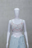 Pastel Blue Embellished Draped Saree Gown with Sleeveless Blouse - Mangaldeep NX